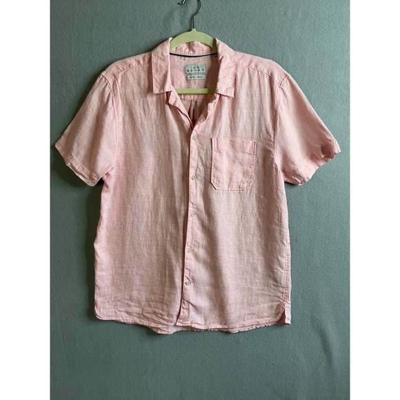 Ike Behar Button Up Men's Medium Linen Shirt Short Sleeve‎ Casual - Picture 1 of 7